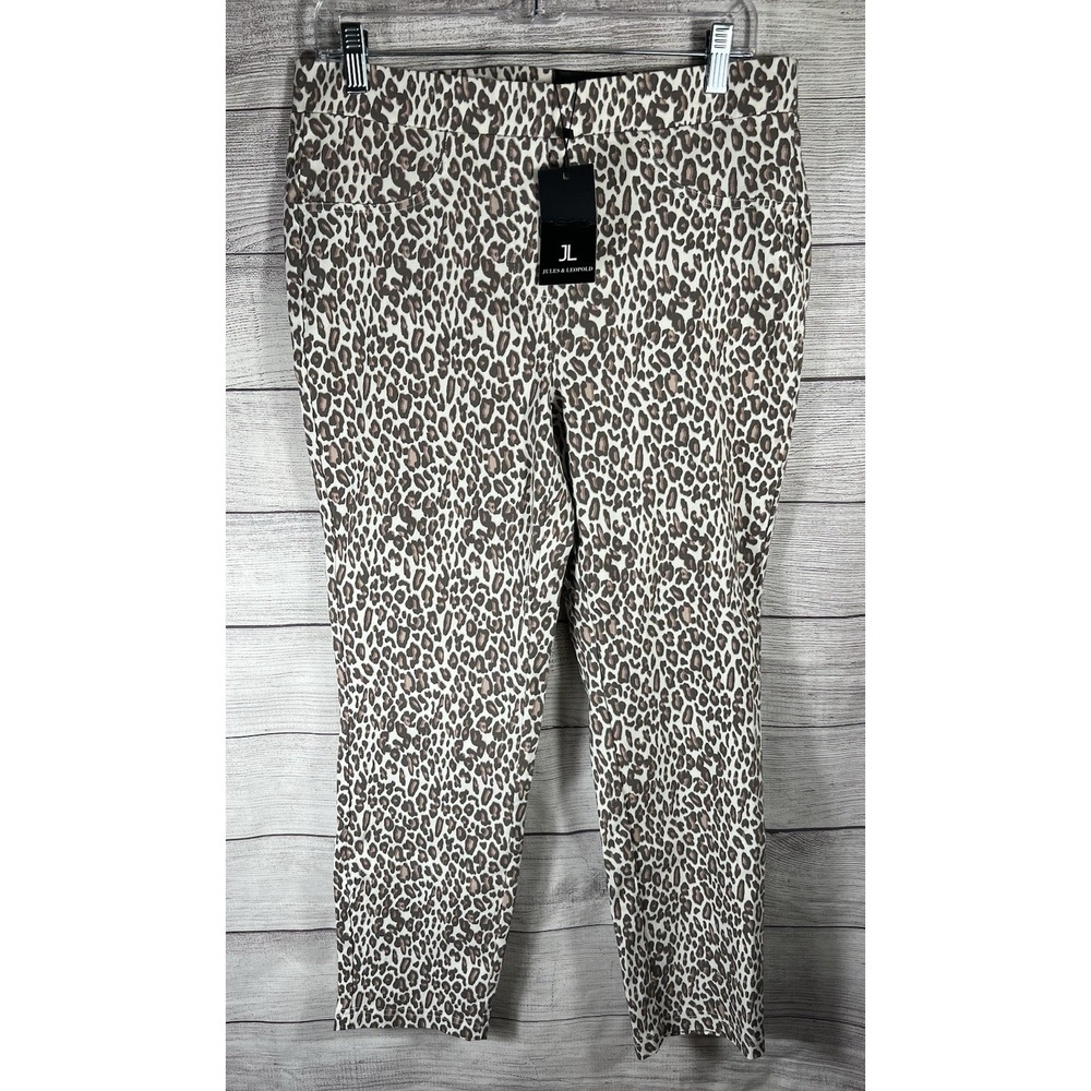 NWT Jules & Leopold Leopard Print Pull On Pants Slim Ankle Medium
